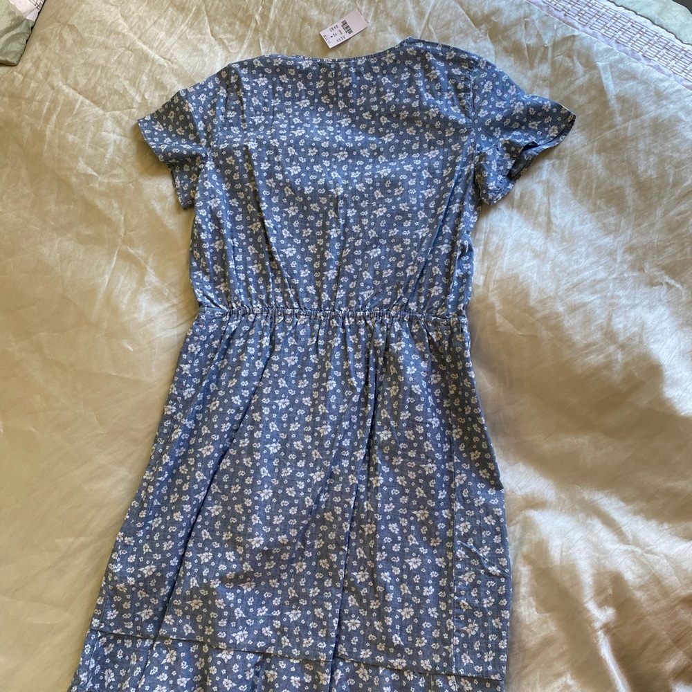 J. Crew Blue Chambray 100% Cotton Faux Wrap Dress size XXS - Picture 6 of 16